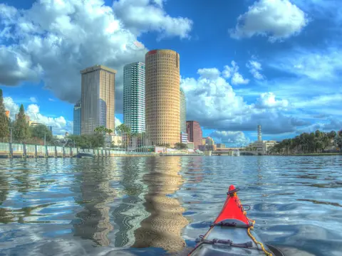Downtown Tampa seen from a kayak on the Hillsborough River